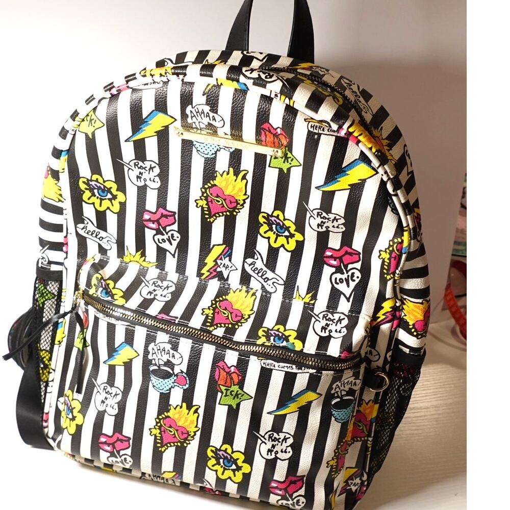 Betsey Johnson Splatter Tattoo Print Floral backpack